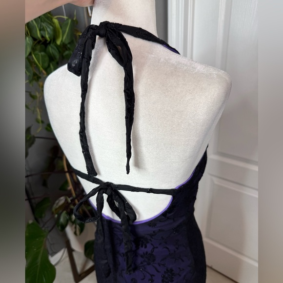 Byer Too Purple Halter Maxi Dress | Floral Burnout | Size M | USA Made - Picture 2 of 9